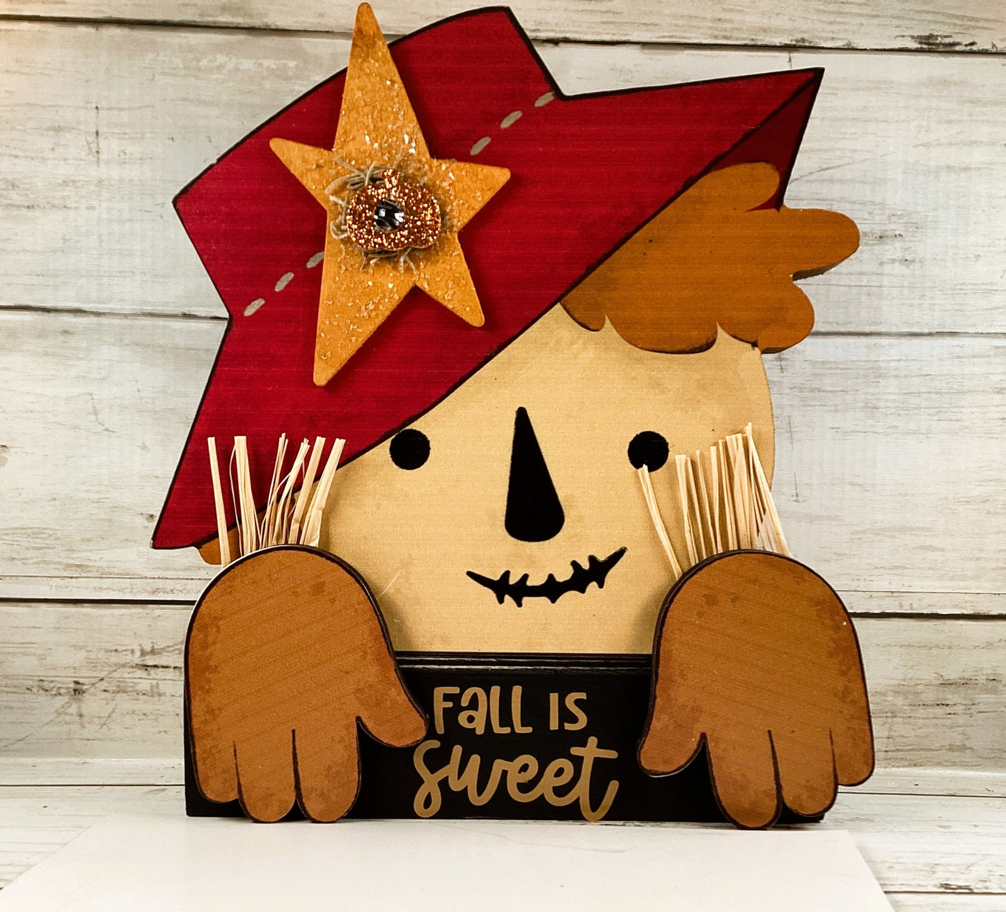 AGD Fall Decor - Peeking Sweet Scarecrow Trick Treat Witch Chunky Display