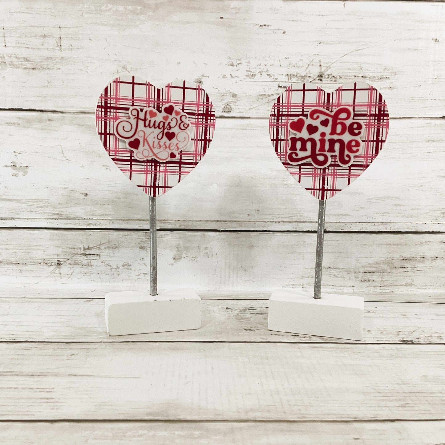 AGD Valentines Decor - Be Mine Hugs Kisses Heart Signs Tier Tray 2pc