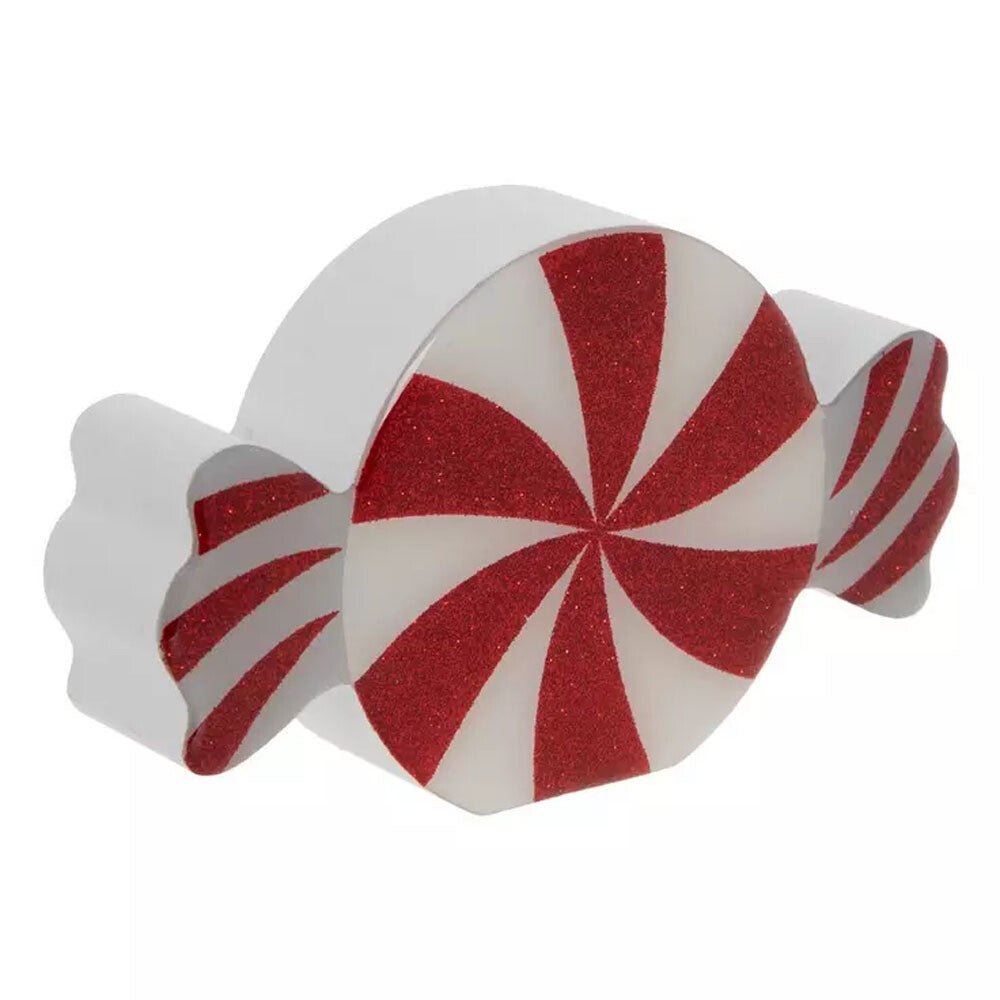 HL Christmas Decor - Peppermint Candy Chunky Wood Tier Tray Decor