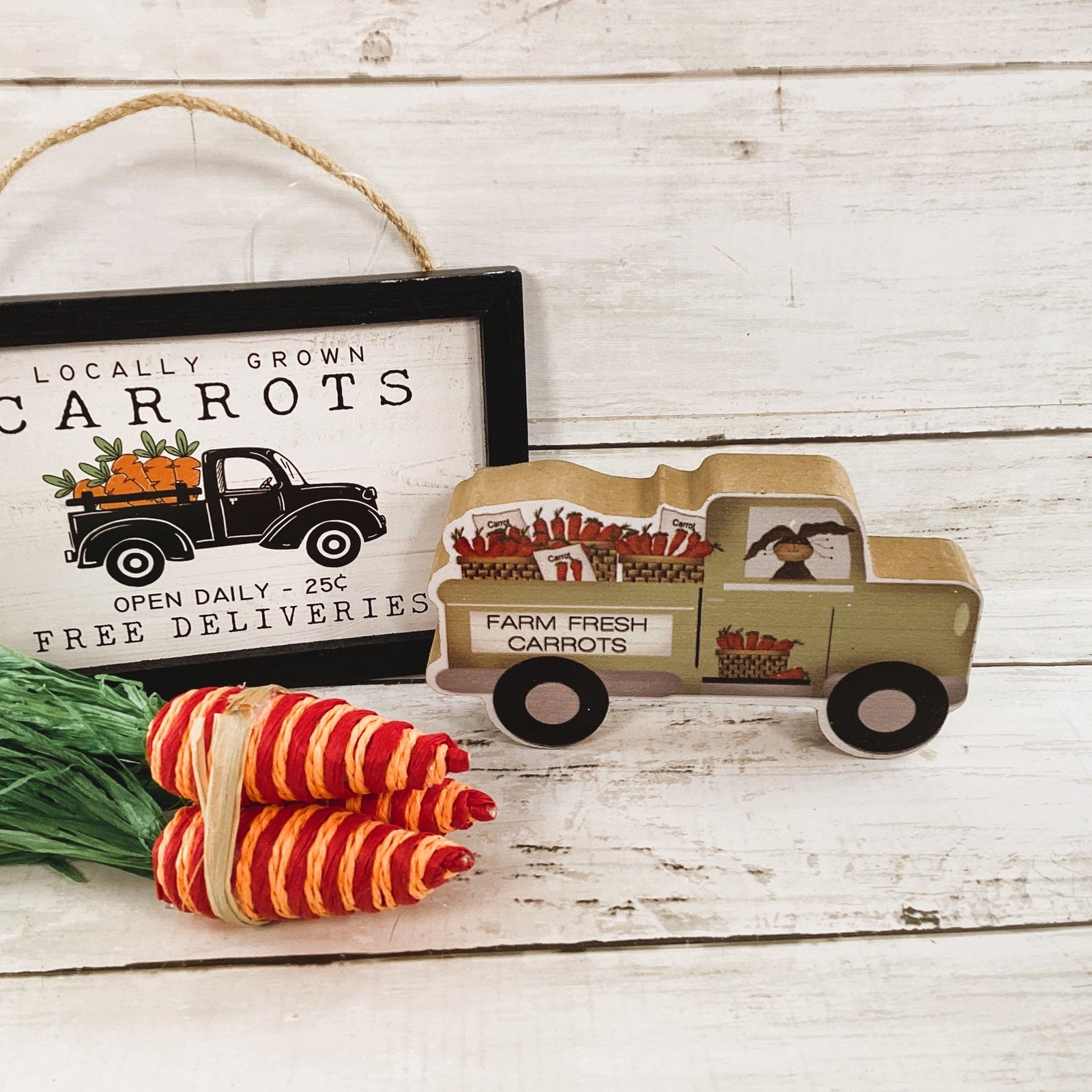 HL CWI Spring Decor - Farm Fresh Carrot Black Truck 3pc Set