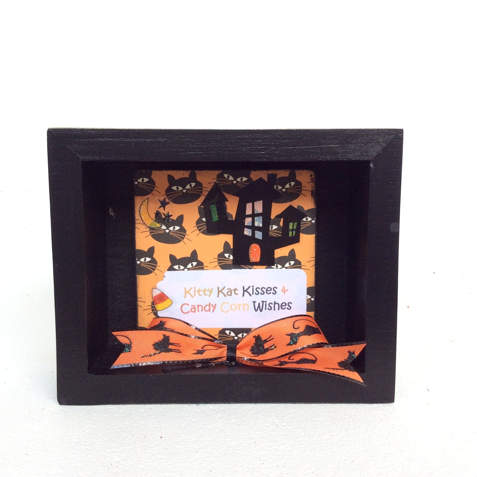 AGD Halloween Decor - Candy Corn Cat Reversible Box Sign