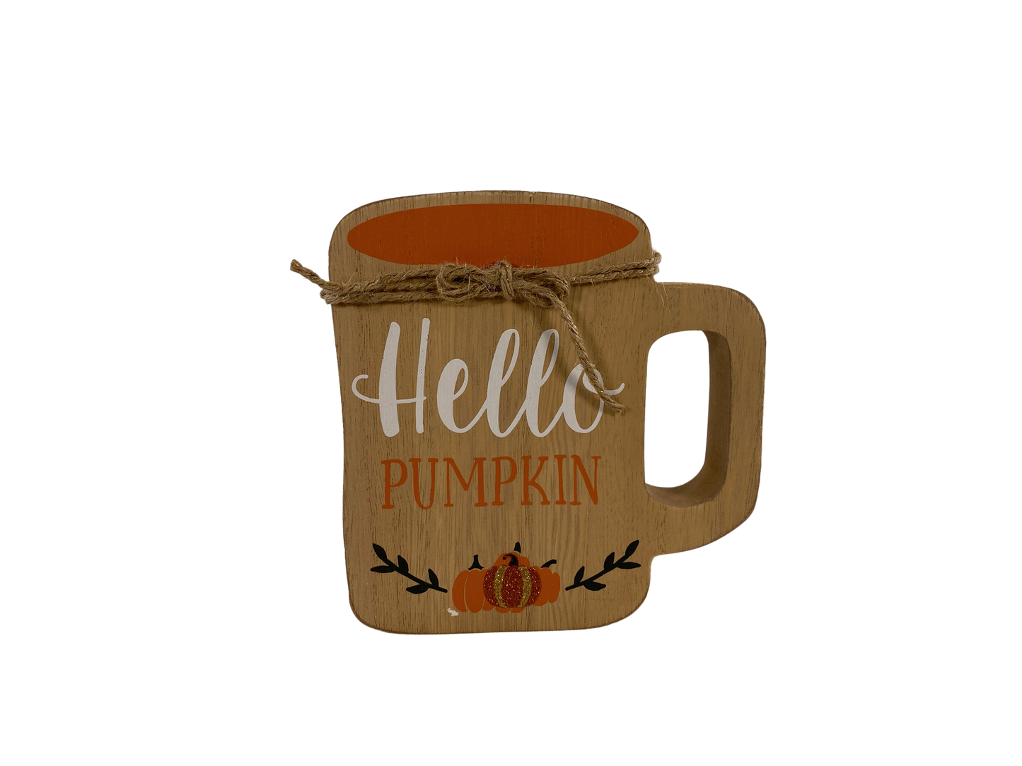 AGD Fall Decor - Chunky Wood Hello Runneth Over Mug Coffee Cup 2pc