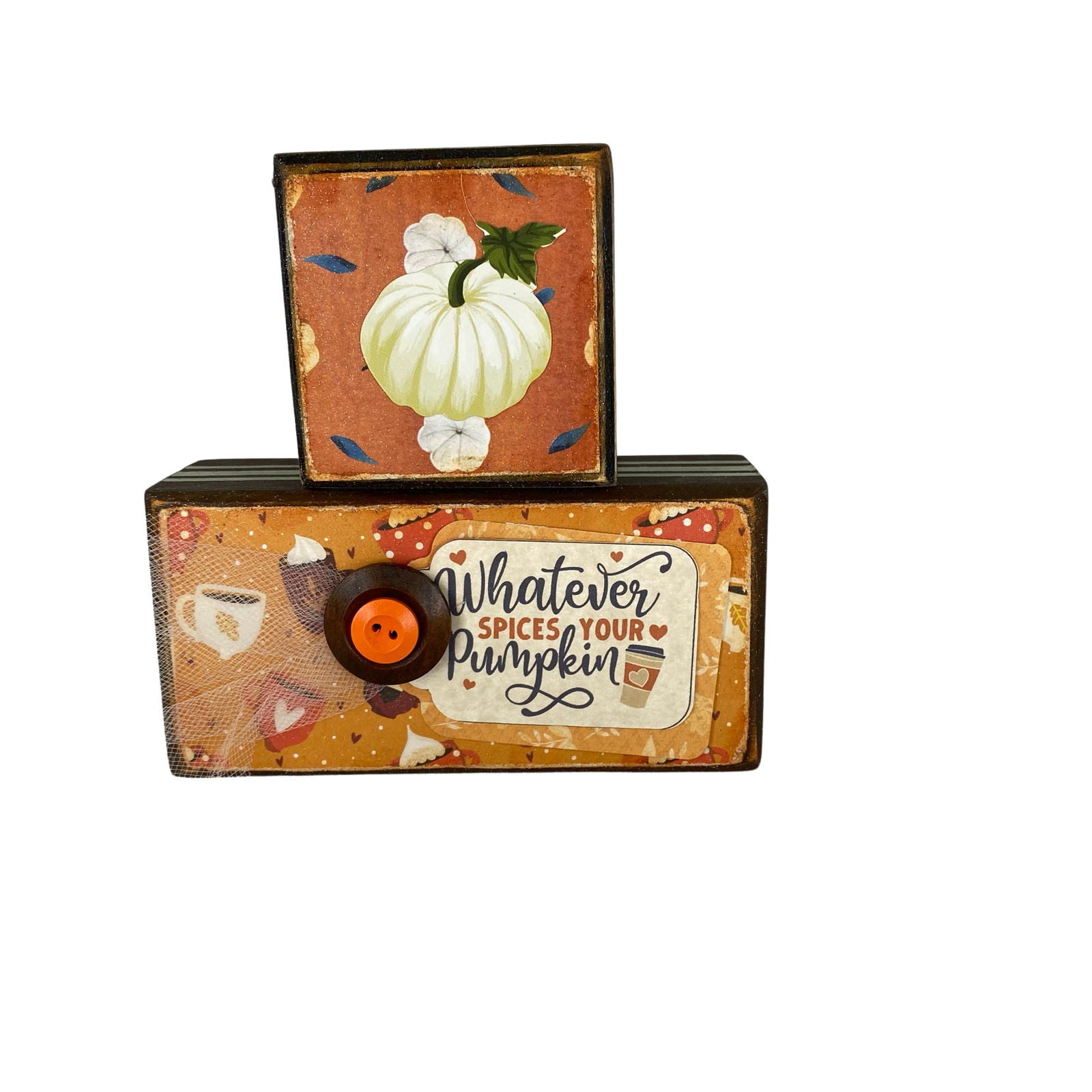 AGD Fall Decor-Whatever Spices Your Pumpkin Reversible Wood Stacking Blocks 2pc