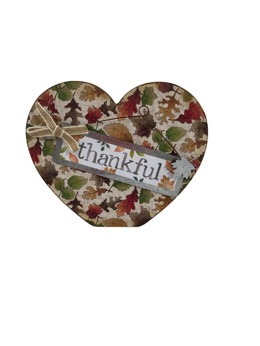 AGD Fall Decor - Thankful Blessed Reversible Chunky Heart Sitter