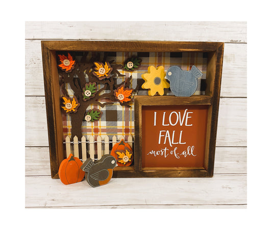 AGD Fall Decor - Love Fall Most Of All Inset Shadow Diorama Box Sign
