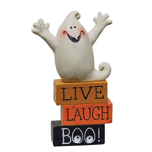 BB Halloween Decor - Live Laugh BOO! Ghost Figurine