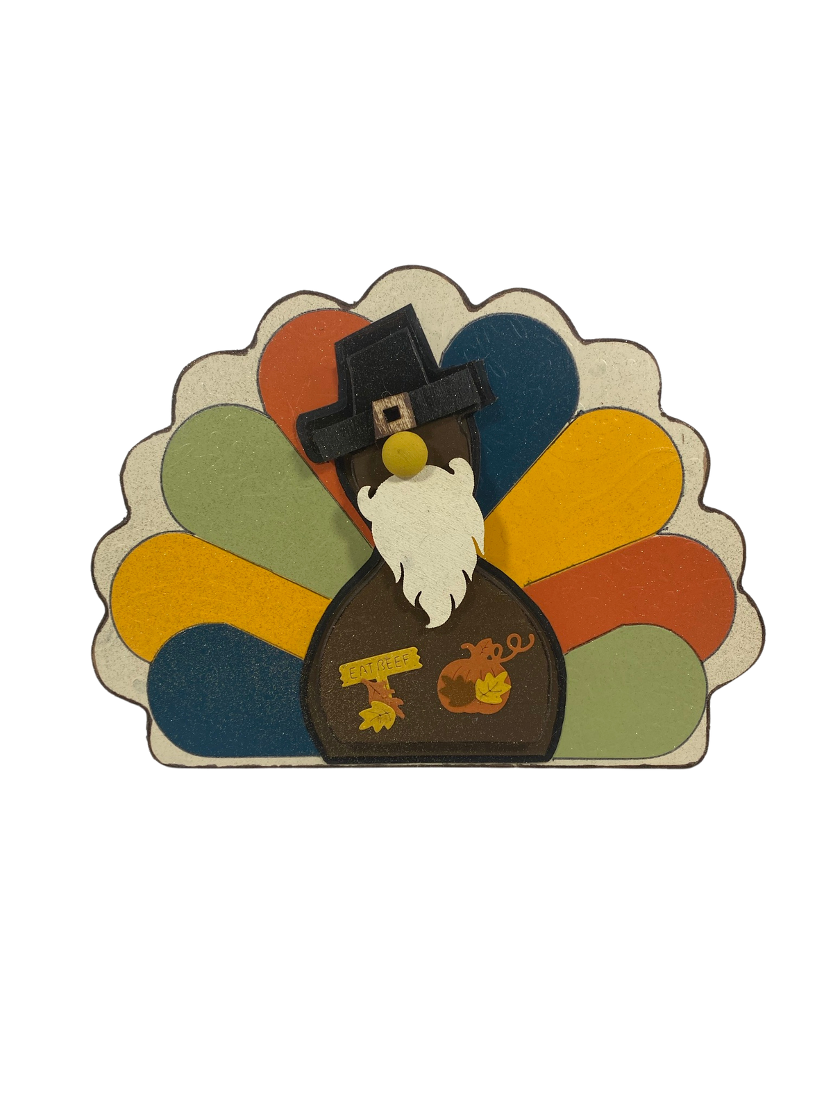 AGD Fall Decor - Reversible Chunky Wood Gnome Turkey Sitter