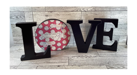 AGD Sports Gift Decor -  Wood Softball Love L O V E Word Tabletop Display