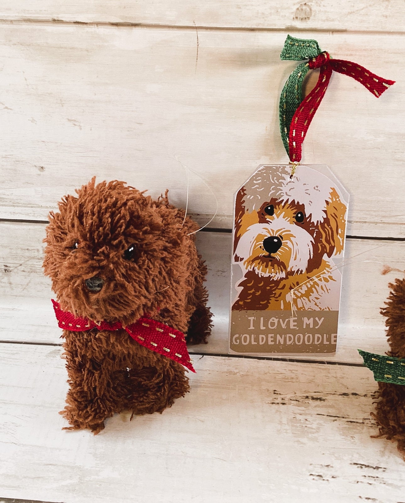Christmas Decor - Golden Doodle Brown Dog Ornaments