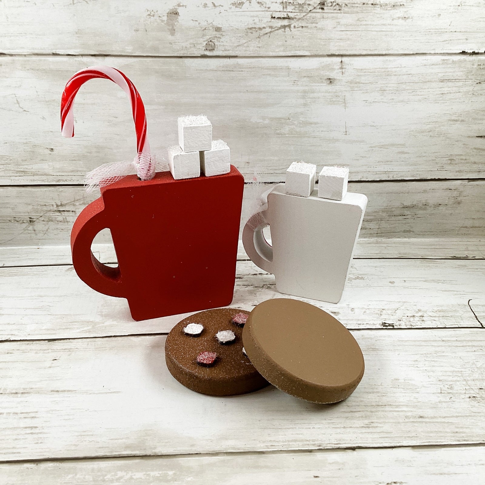 AGD Christmas Decor -  Candy Cane Hot Cocoa Santa Cookies Tier Tray 4pc