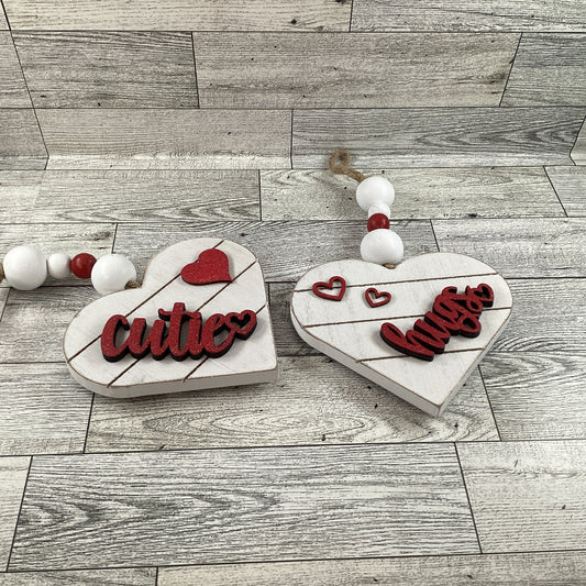 AGD Valentines Decor - Buffalo Plaid Layer Wood Ornaments 2pc Set