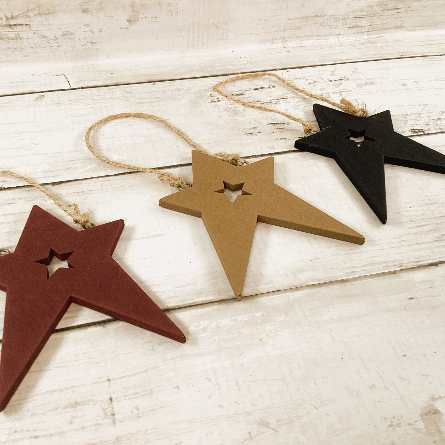 CWI Patriotic Decor - Prim Folk Star Ornament 3pc Set