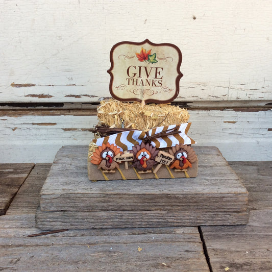 AGD Fall Decor - Give Thanks Miniature Turkey Display