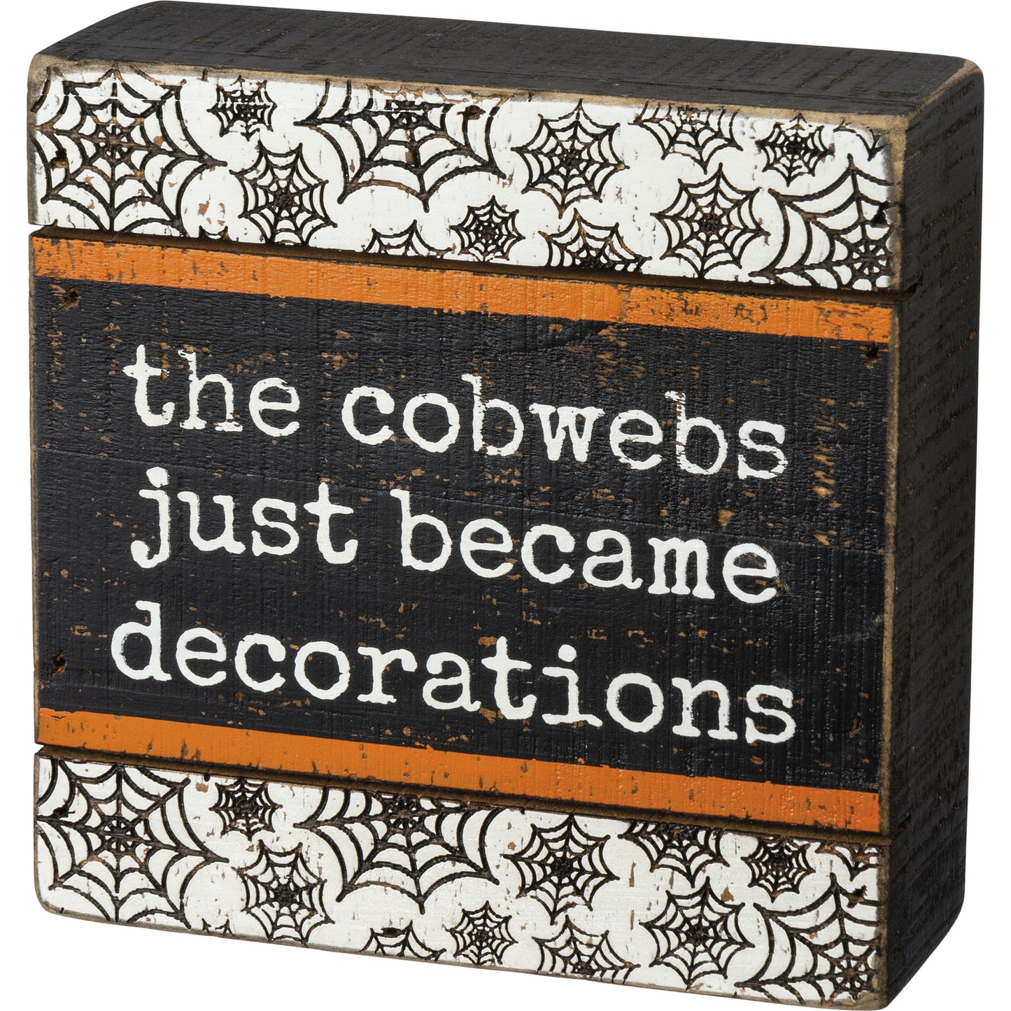 PBK Halloween Decor - Cobwebs Become Decorations Box Sign
