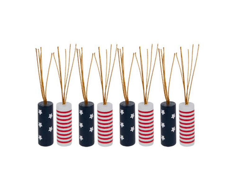 Patriotic Decor - Wood Stars and Stripes Small Firecracker 8pc Set