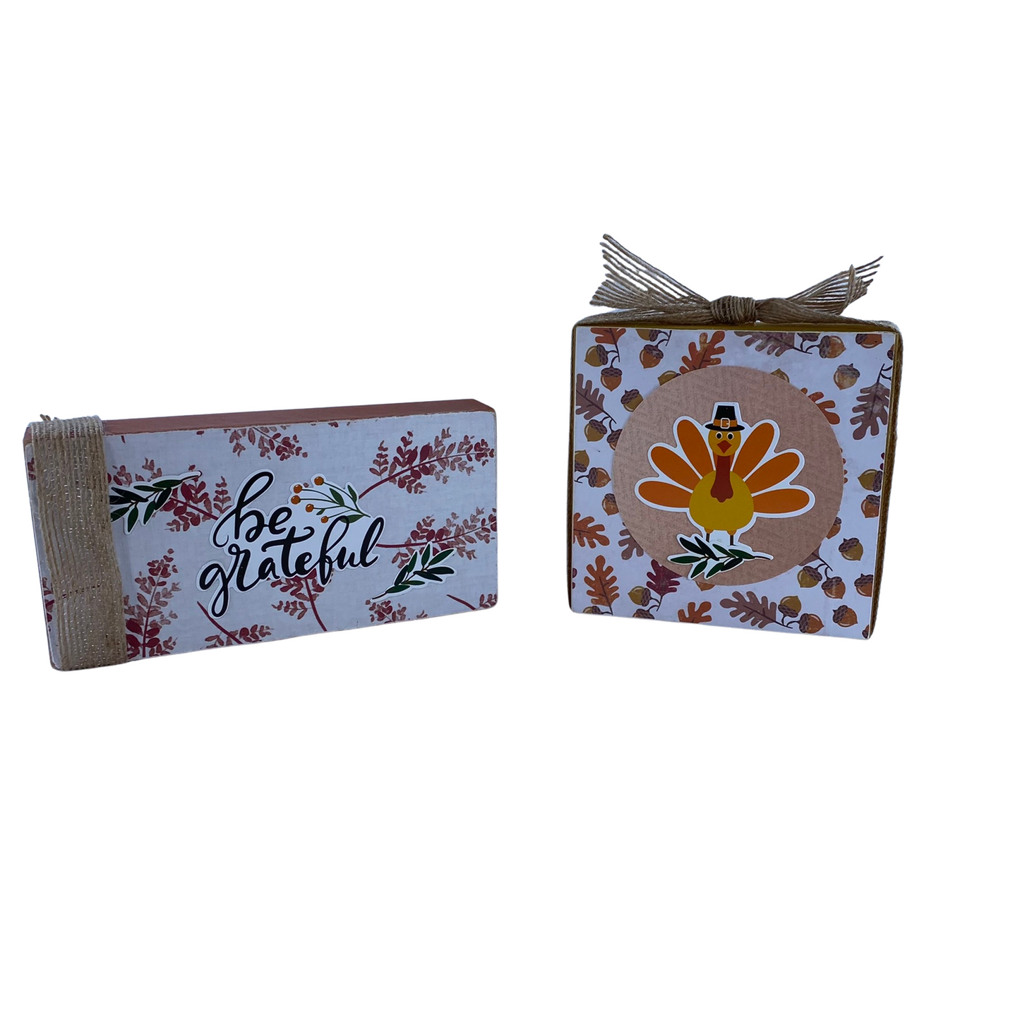 AGD Fall Decor - Love Autumn Fall Breeze Reversible Block Signs 2pc Set