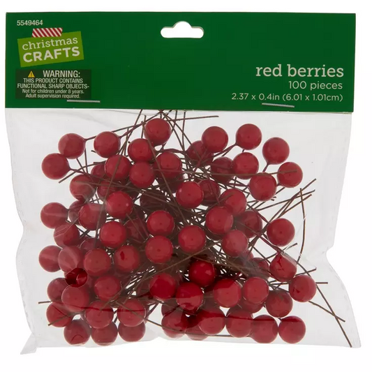 HL Christmas Supplies Craft  - Small Red Berry Picks 100pc
