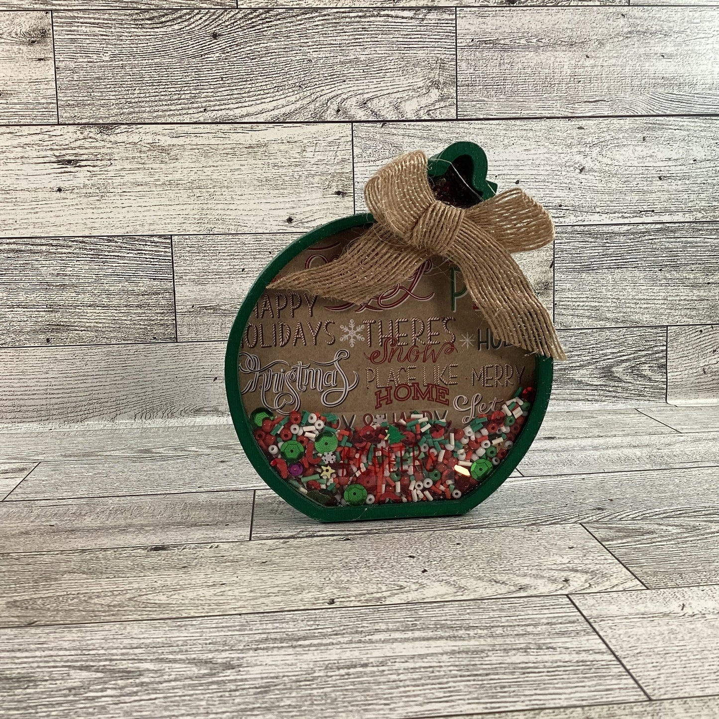 Christmas Decor -  Ornament Shape Chunky Wood Dry Shaker 2pc Set