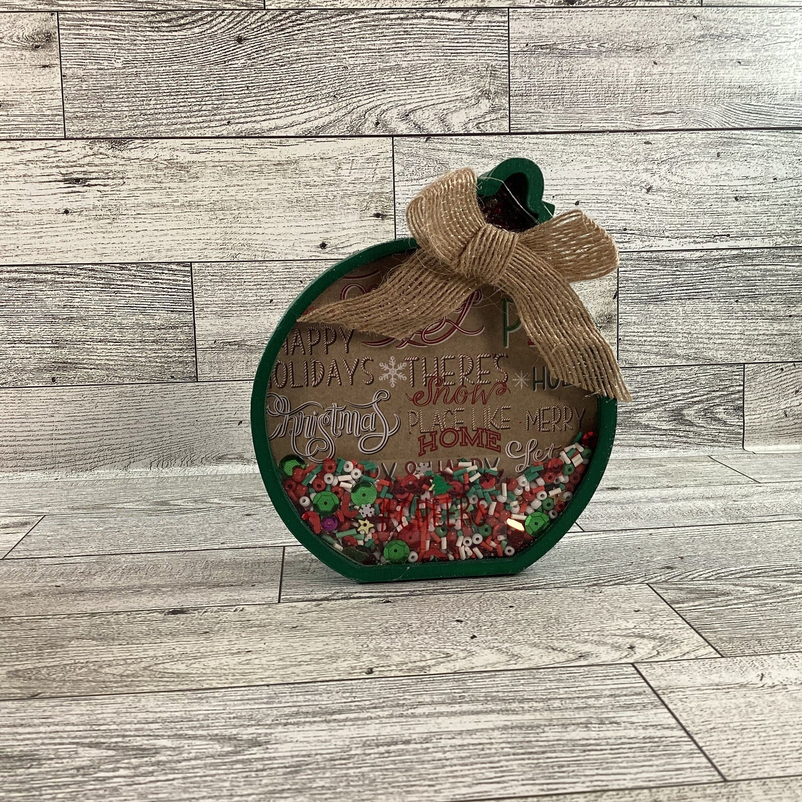 Christmas Decor -  Ornament Shape Chunky Wood Dry Shaker 2pc Set