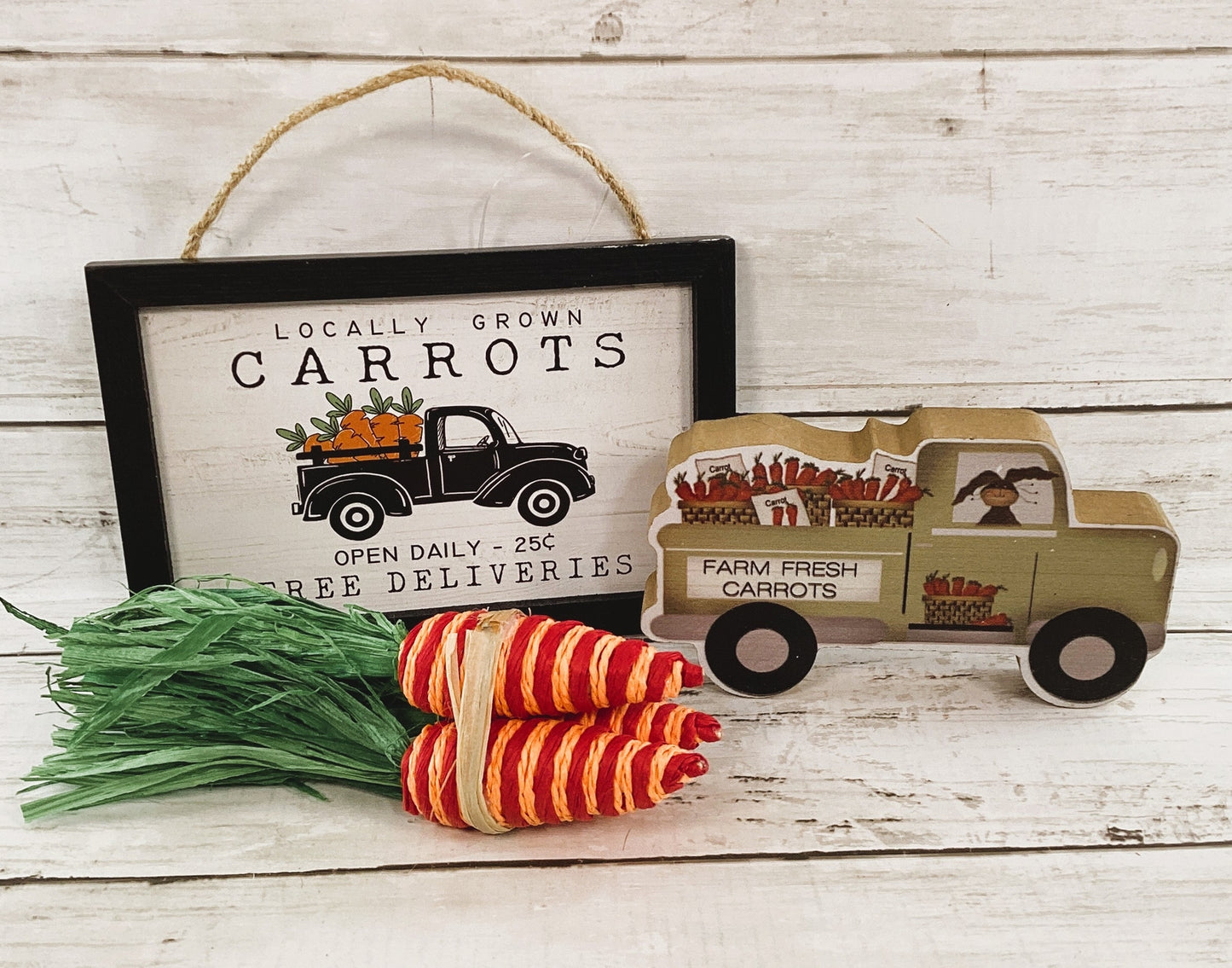 HL CWI Spring Decor - Farm Fresh Carrot Black Truck 3pc Set