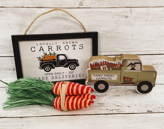 HL CWI Spring Decor - Farm Fresh Carrot Black Truck 3pc Set