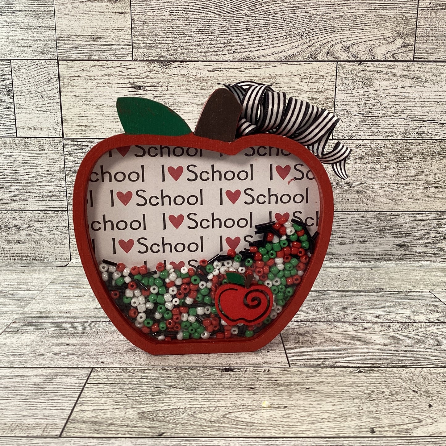AGD Fall Decor - Teacher I Love School Chunky Wood Shaker Sitter