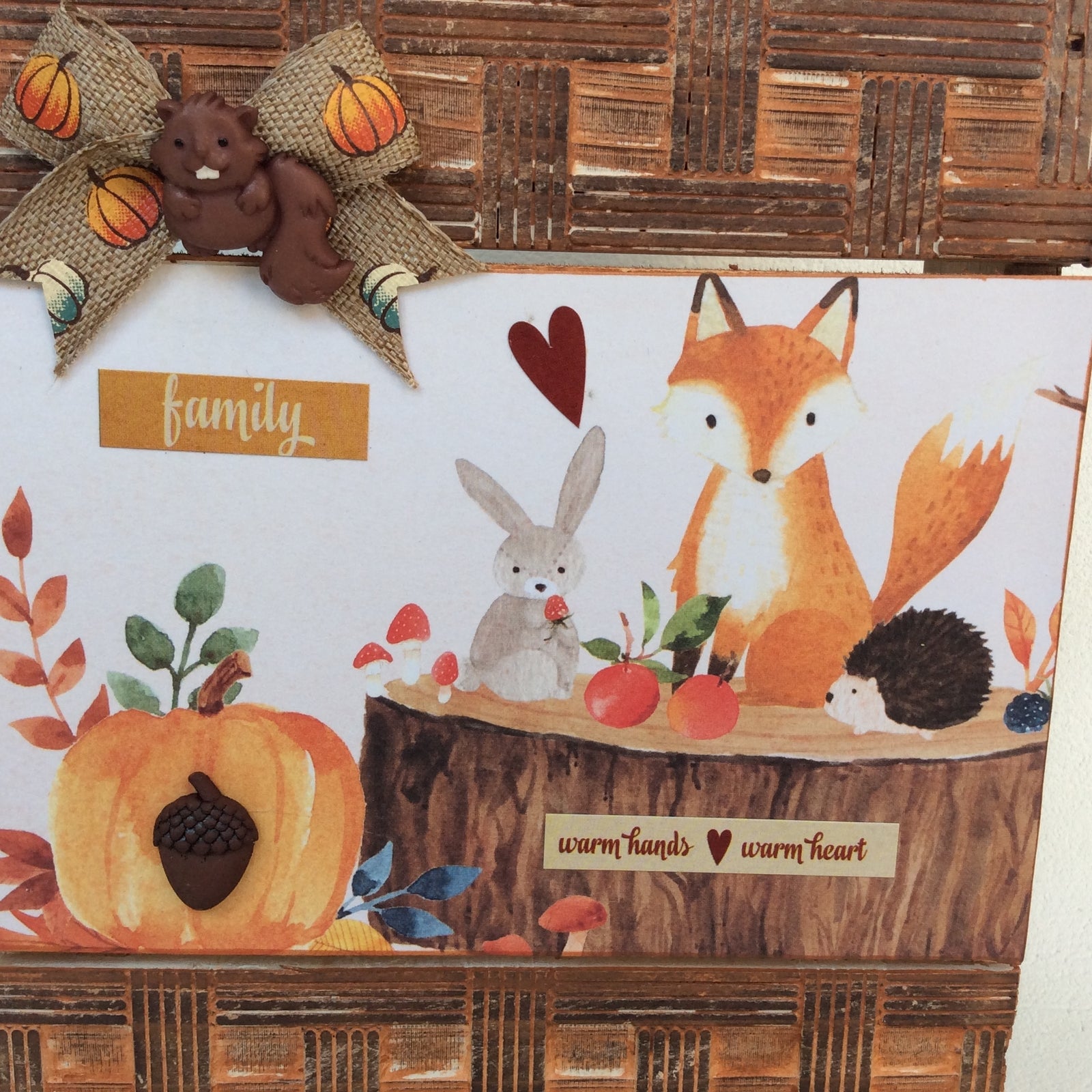 AGD Fall Decor - Family Fox Warm Hands Heart Box Sign
