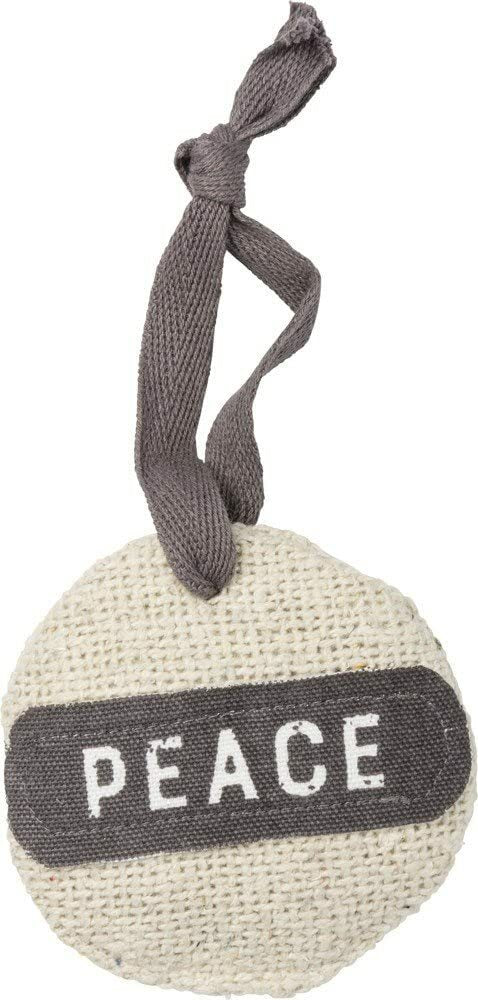 PBK Christmas Decor - Prim Joy Peace Believe Fabric Ornaments 3pc Set