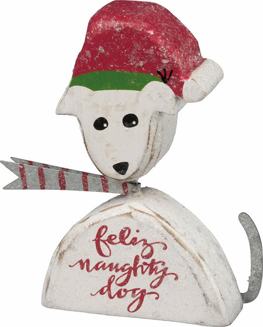 PBK Christmas Decor - Feliz Naughty Chunky Puppy Dog Sitter