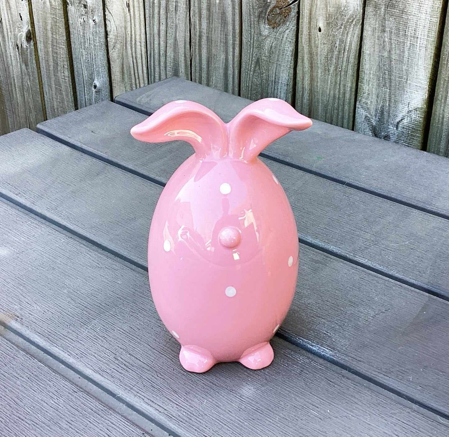 Darice Easter Decor - Ceramic Dolomite Happy Face Bunny Rabbit 4pc Set