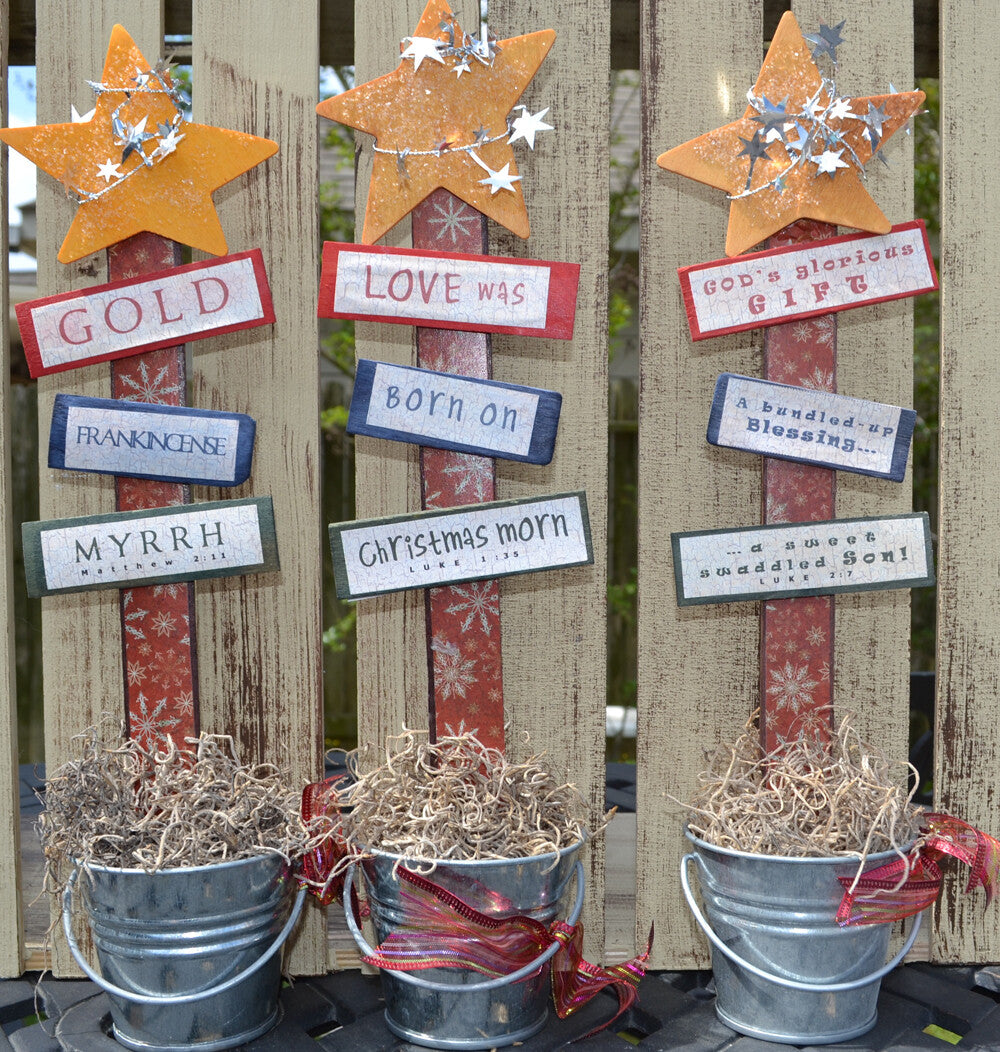  AGD CHRISTmas Decor - Prim Bethlehem Stable - PSP #6 3pc. Set