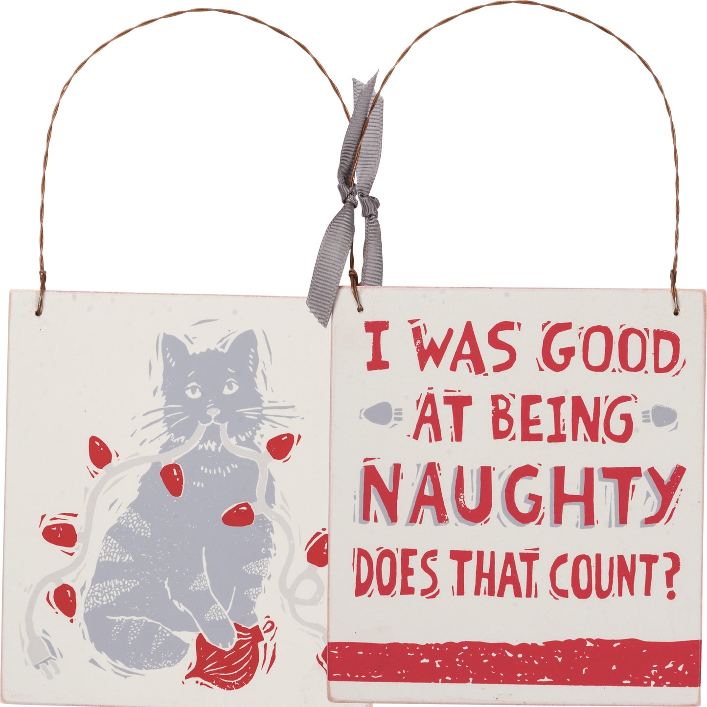 PBK Christmas Decor - Good at Being Naughty Cat Ornament