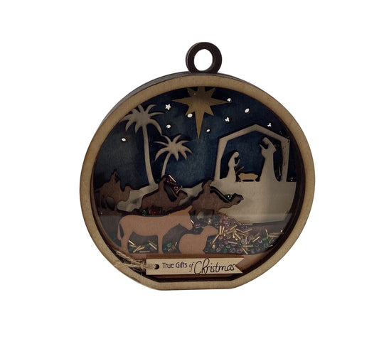 AGD Christmas Decor -  Nativity Layered Scene Chunky Wood Shaker