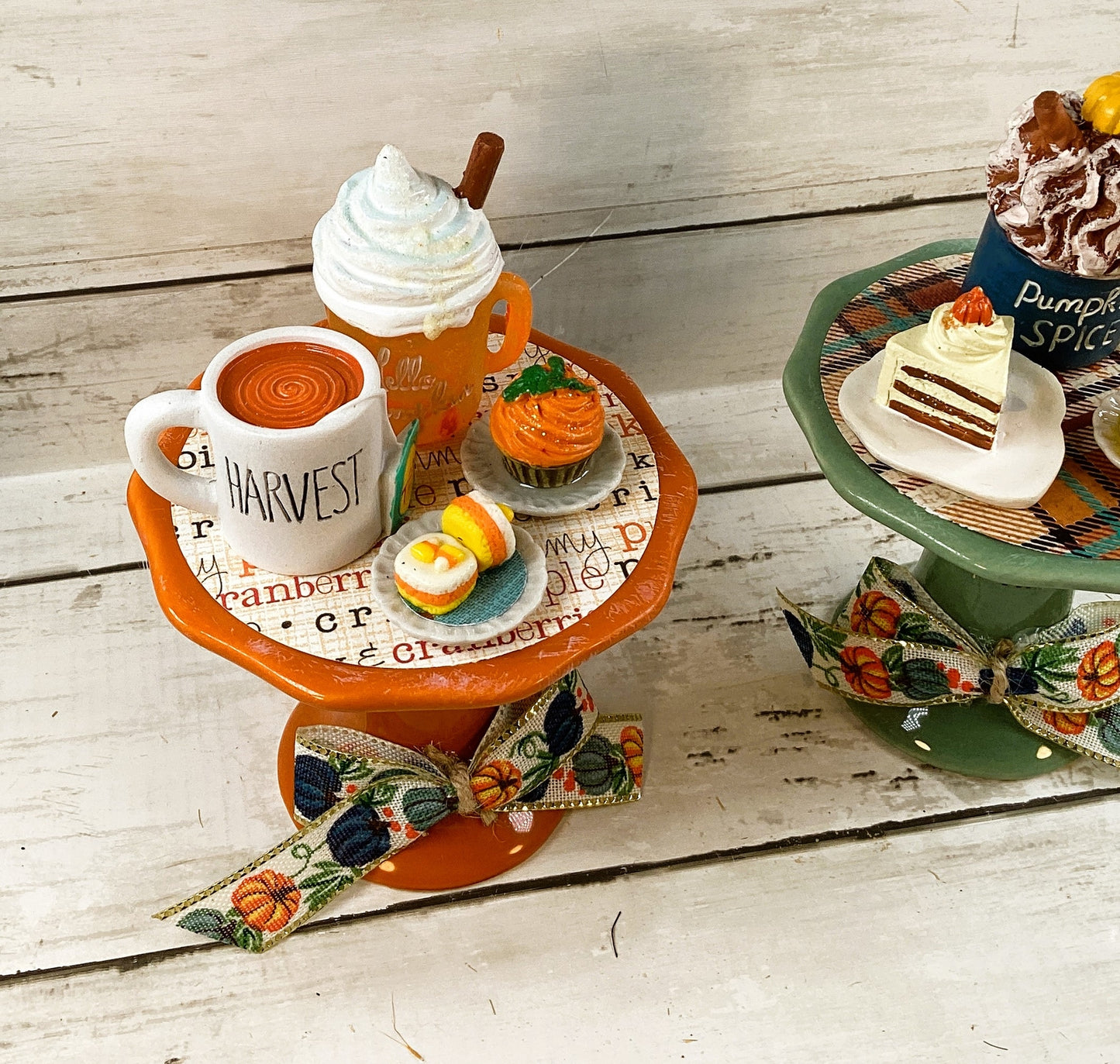 AGD Fall Decor - Pumpkin Spice Latte Pie Dessert Cupcake Risers 2pc