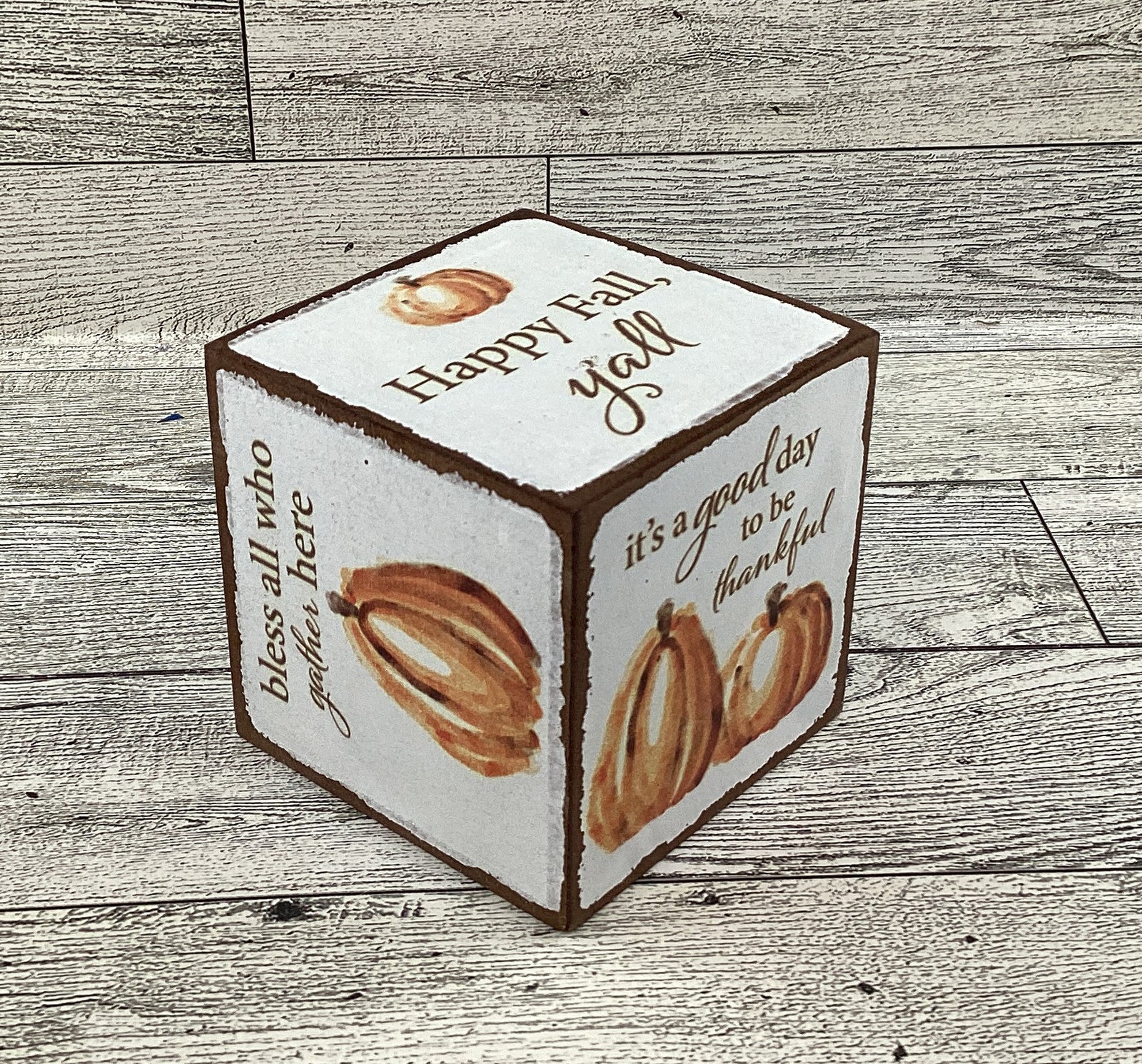 AGD Fall Decor - Resin Pumpkin Wood Thankful Truck Cube Sign Tier Tray 5pc