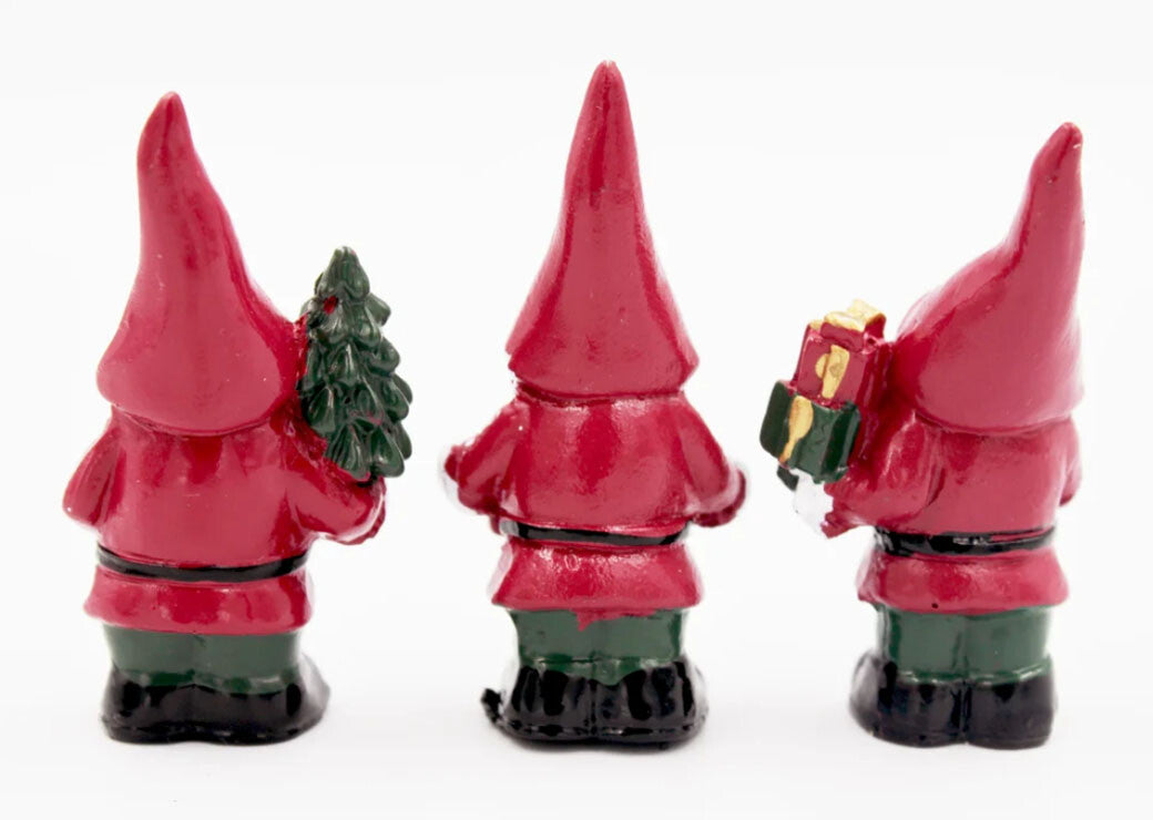 HL Christmas Craft Decor - Miniature Resin Garden Santa Gnomes 3pc
