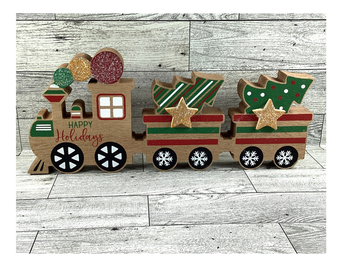 AGD Christmas Decor - Chunky Rocking Horse Train Bulbs Tier Tray 4pc Set