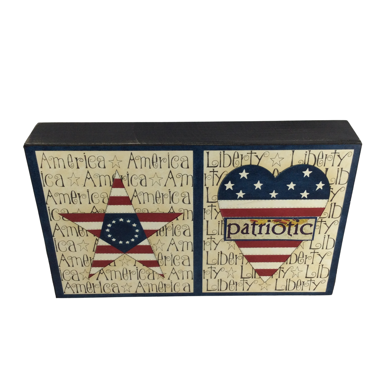 AGD Patriotic Decor - Patriotic Prim Heart Star Americana Box Sign