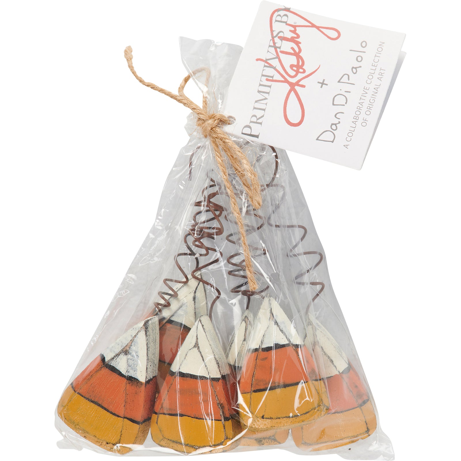 PBK Fall Decor - Prim Chunky Wood Candy Corn Bowl Ornaments 6pc Set