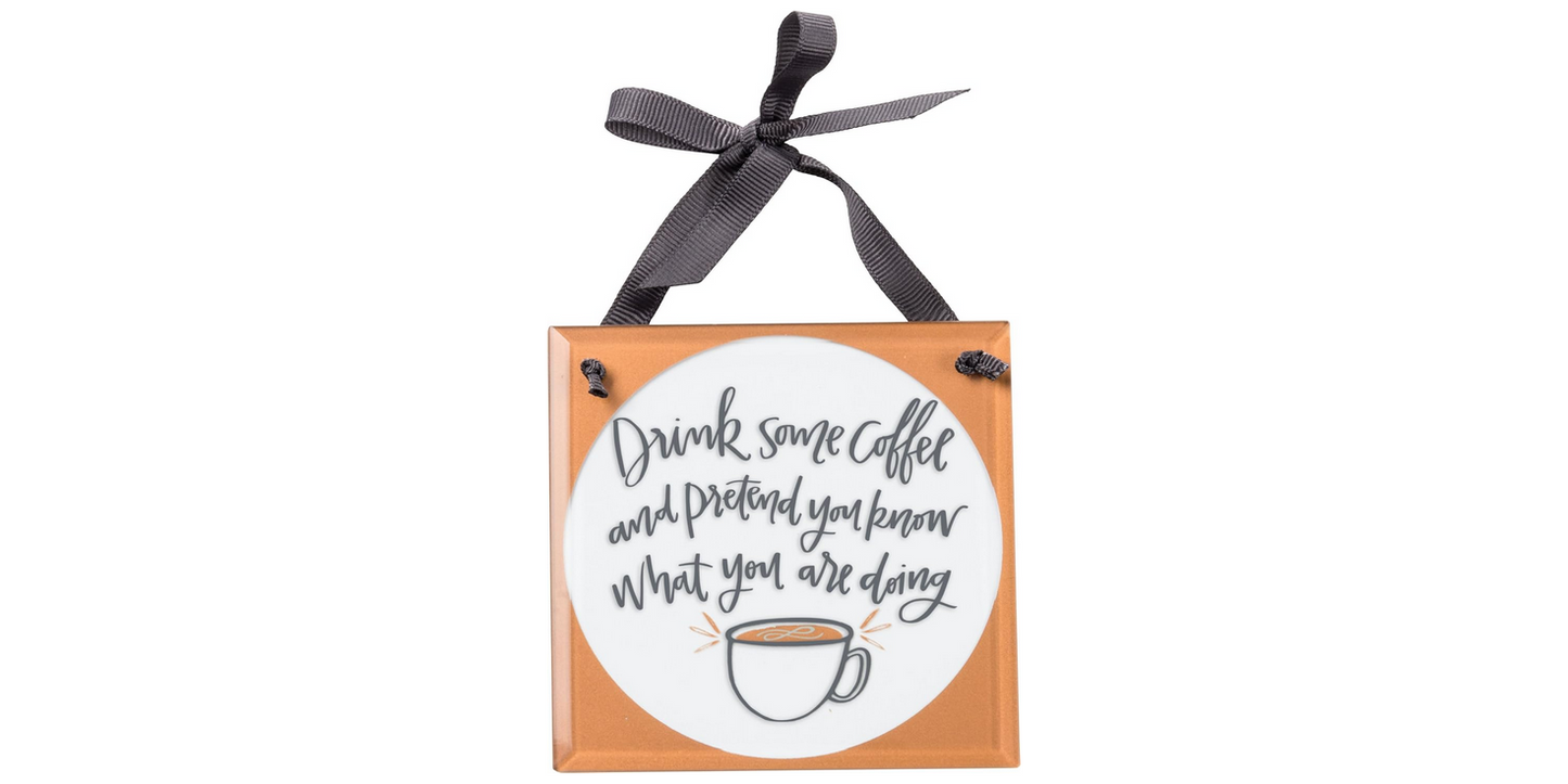 PBK Home Decor - Snark Drink Coffee Saying Glass Ornament