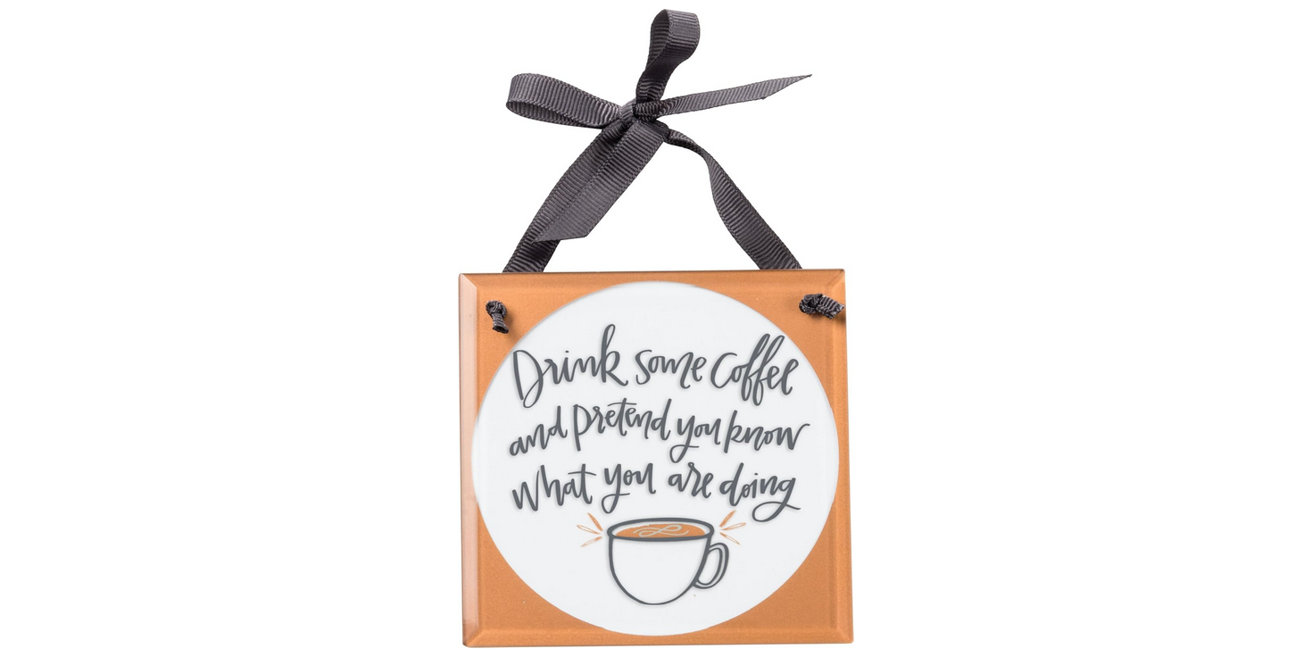 PBK Home Decor - Snark Drink Coffee Saying Glass Ornament