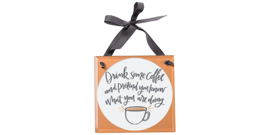 PBK Home Decor - Snark Drink Coffee Saying Glass Ornament