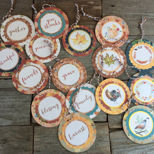 AGD  Fall Decor - Prim Harvest Paper Disc Ornaments 16pc