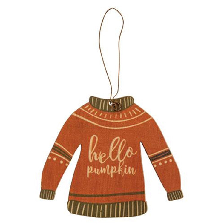 CWI Fall Decor - Sweater Weather Hello Pumpkin Ornaments 3pc Set