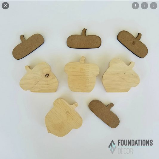 FD  Fall Craft Decor - DIY Wood Acorns 4pc Set