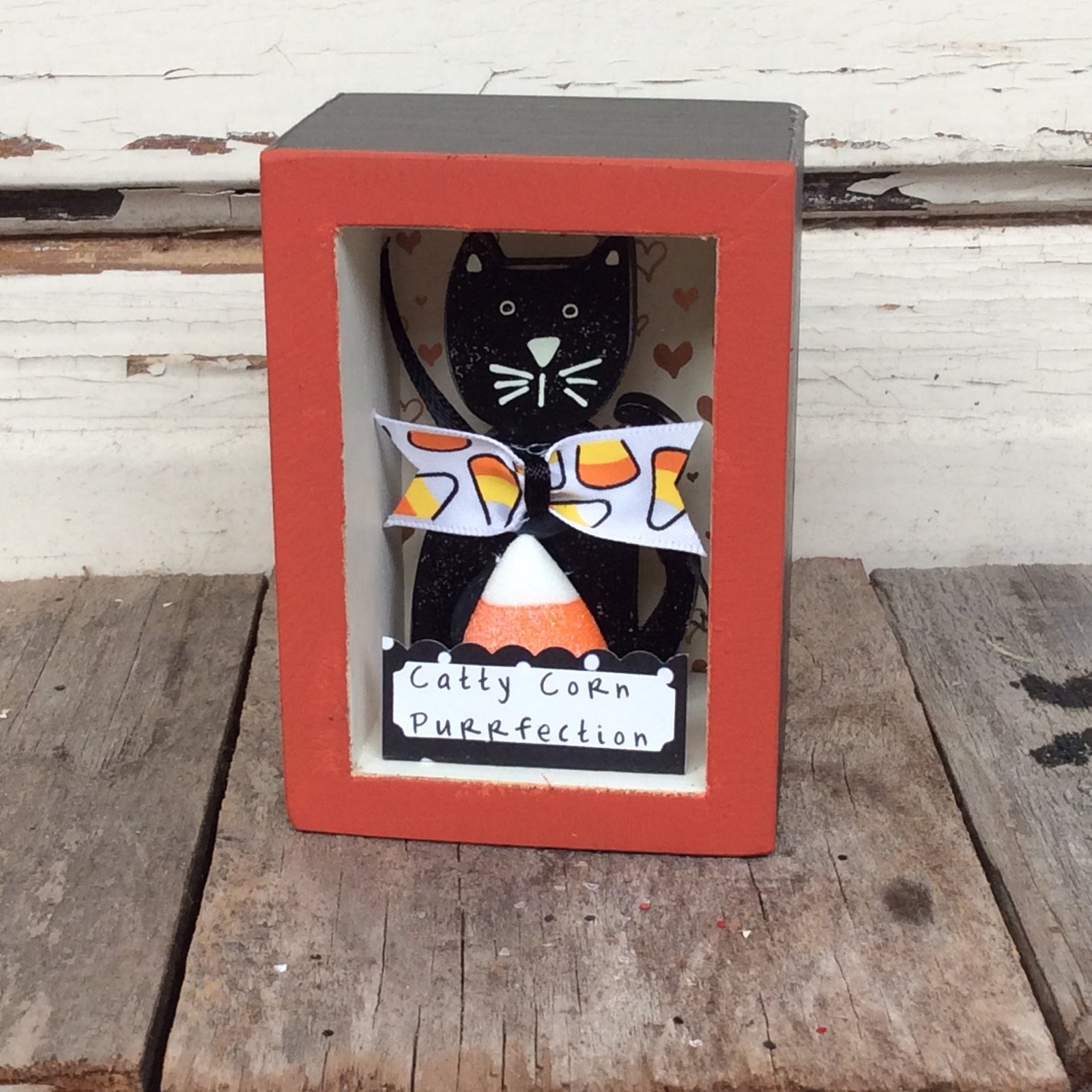 AGD Halloween Decor - Cat Catty Corn Purrfection Box Sign