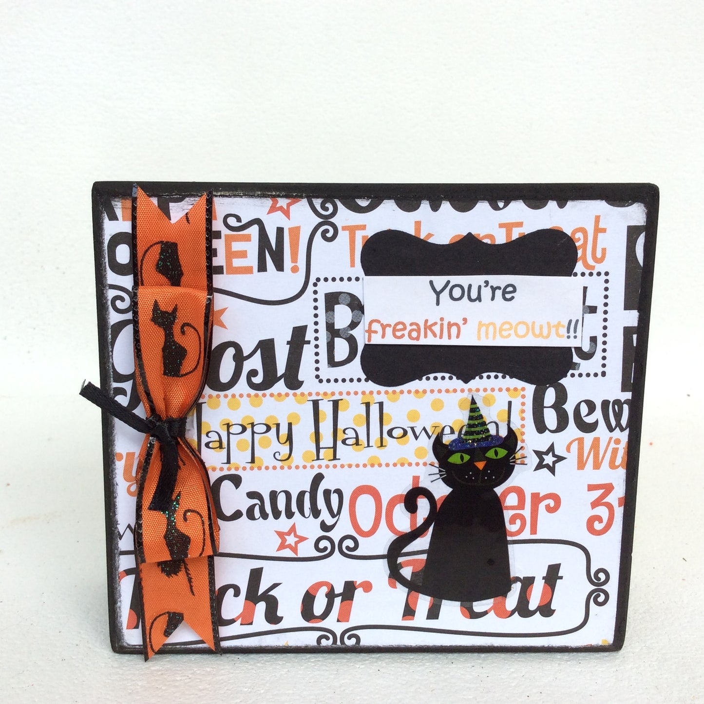 AGD Halloween Decor - Candy Corn Cat Reversible Box Sign