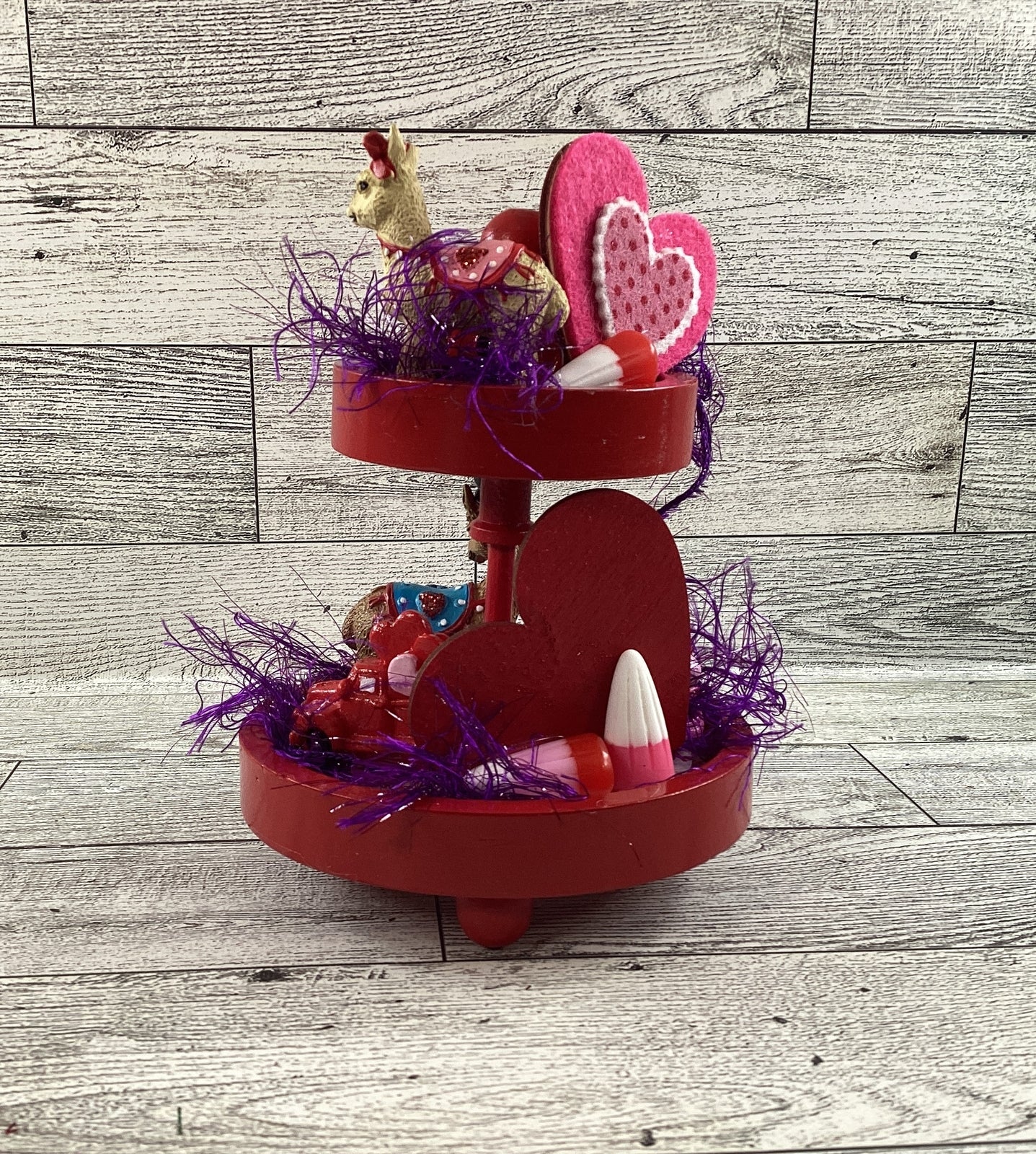 AGD Valentines Decor - Small Miniature Llama Tier Tray Complete Display