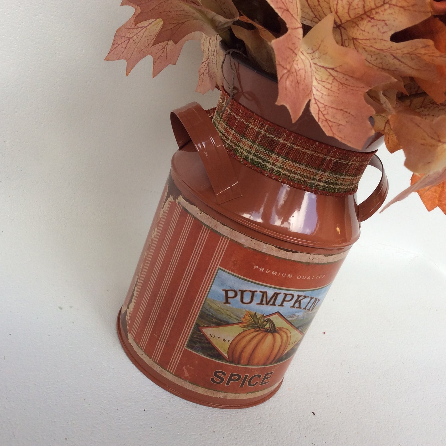 AGD Fall Decor - Pumpkin Spice Milk Can Filled Artificial Floral Display