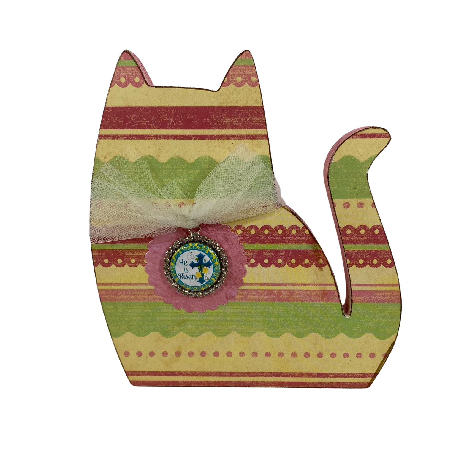 AGD Easter Decor - Spring Pastel Cat Dog Chunky Tabletop Sitter 2pc Set